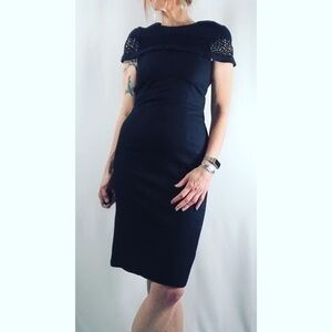Vintage Cynthia Howie Black Midi Sheath Dress